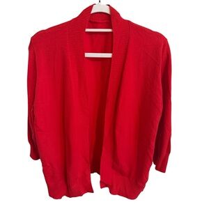 Women's Red Open Front Cardigan Sweater